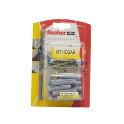 Kit Tornillos Fischer 10 Tacos 6x8 +10 Tornillos 5x45 + Mecha N°8