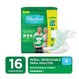 Pañal Plenitud Adultos Talle g Classic x 16 uni