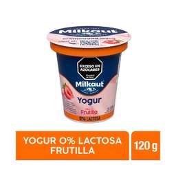 Yogur Entero Milkaut de Frutilla 0 Lact en Pote 120 g.