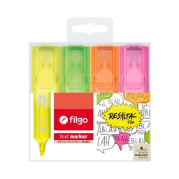 Resaltador Chato Filgo Text Marker x 4 Fluo