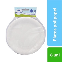 Platos Polipapel Essential Blancos 7D x 8 uni