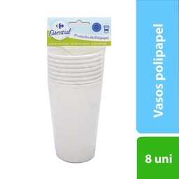 Vasos Essential Polipapel x 475 Cm3x8 uni Blancos