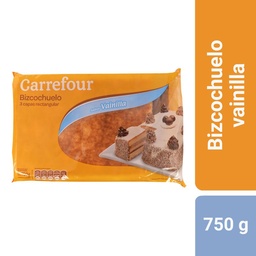 Bizcochuelo Carrefour Classic Rectangular 3 Capas Vainilla 750 g.