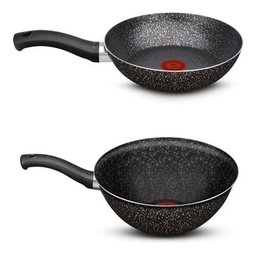 Set Sartén 24cm + Wok 28cm Stone Effect Tefal Antiadherente