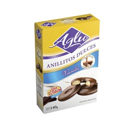 Anillitos Aglu Vainilla Bañados en Chocolate 140 g. Sin Tacc.