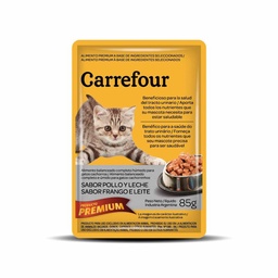 Alimento Balanceado para Gatos Carrefour Pollo y Leche 85 g.