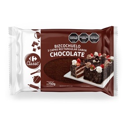 Bizcochuelo Rectangular Carrefour Classic de Chocolate 750 g.