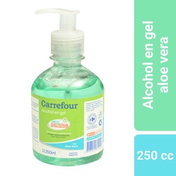 Alcohol en Gel Carrefour con Aloe Vera 250 cc.