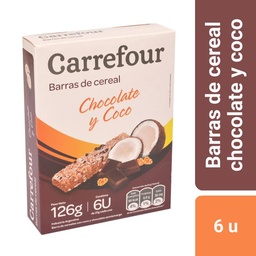 Barrita de Cereal Carrefour Chocolate y Coco 6 u.