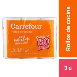 Rollo de Cocina Carrefour 3 x 50 Paños