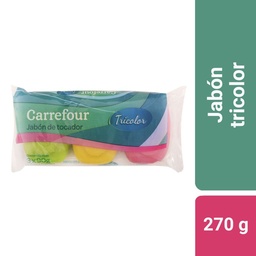 Jabón de Tocador Carrefour Tricolor 3 x 90 g.