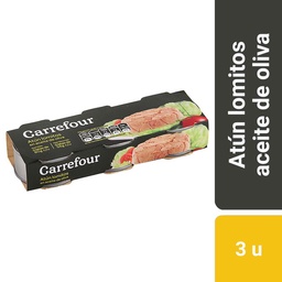 Atún Aceite Oliva Lomitos Carrefour Pack 3 80 g.