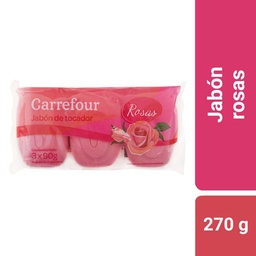 Jabón de Tocador Carrefour Rosas 3 x 90 g.