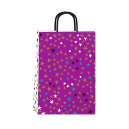 Bolsa de Regalo Grande Gold Star Violeta 30X12x41cm