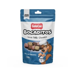 Snack Semihúmedos y Blanditos Golocan Sabor A Carne Pollo y Chocolate 500 gr