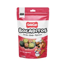 Snack Semihúmedos y Blanditos Golocan Sabor A Jamón Queso y Espinaca 500 gr