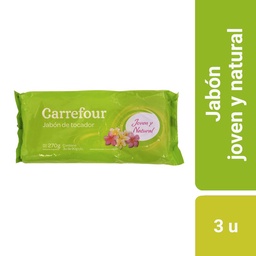 Jabón de Tocador Carrefour Joven y Natural 90 g. x 3 uni