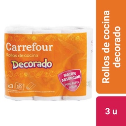 Rollo de Cocina Decorado Carrefour 50 Paños x 3 uni