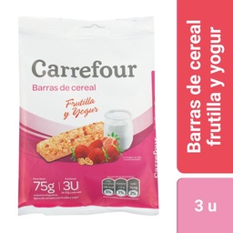 Barrita de Cereal Carrefour Frutilla y Yogur 3 u.