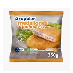 Medallones de Pollo con Jamón y Queso Grupolar 250 g.