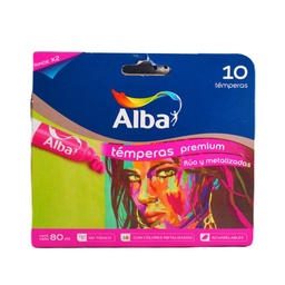 Témpera Alba Albamagic Premium Fluo Metal x 10 Pomos 8 ml