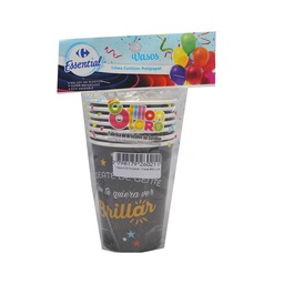 Vaso Descartable Carrefour Polipapel 8 Oz Frases x 8 uni Brillar