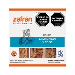 Barras Sin Tacc Zafrán de Almendras y Coco x4 28 g.