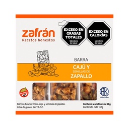 Barra Sin Tacc Zafrán de Caju y Semilla de  Zapallo x4 28 g.