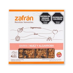 Barra de Cereal Zafran de Nuez y Algarroba Fourpack 112 g.