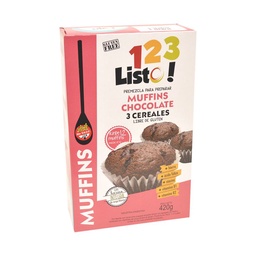 Premezcla para Muffins 123 Listo Chocolate 420 g. Sin Tacc