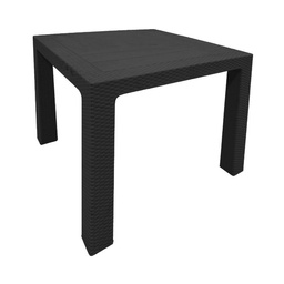 Mesa Plástico Poo Simil Rattan Negra 80x80 cm