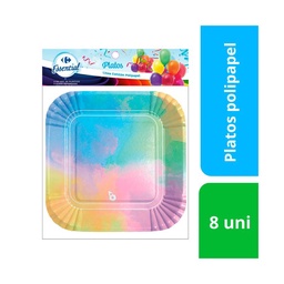 Plato Descartable Carrefour Polipapel Cuad Multi 18cm x 8  uni