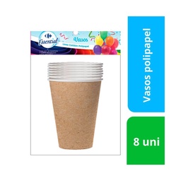 Vaso Descartable Carrefour Essential Polipapel Kraft x 8 uni