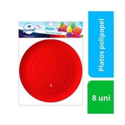 Plato Descartable Carrefour Polipapel Red Rojo 18cm x 8 uni