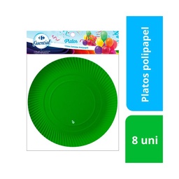 Plato Descartable Carrefour Polipapel Red Verde 18cm x 8 uni