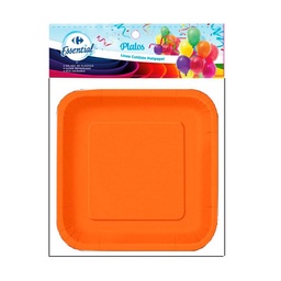 Plato Carrefour Polipapel 23 cm Naranja Fluo x 8 uni