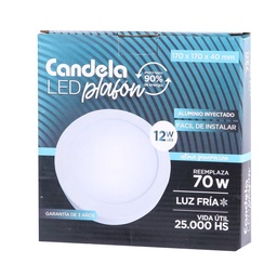 Plafón Led Candela Redondo Base Fría 12W