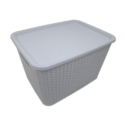 Caja Organizadora Simil Ratan con Tapa 20 lts. Blanco