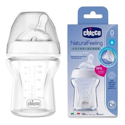 Mamadera de Vidrio Chicco Biberón Natural Feeling 150ml 0m+