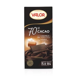 Tableta Chocolate Negro 70 con Sal Valor 100 g.