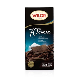 Tableta Chocolate Negro 70 con Sal Valor 100 g.