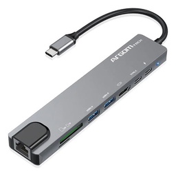 Hub Argomtech Tipo C 8 en 1 Usb 3.0 Hdmi Rj-45 Carga Rapida