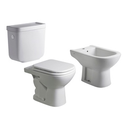 Inodoro + Depósito + Tapa + Bidet 1 Agujero Ferrum Bari