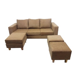 Sillon Esquinero Marruecos + 2 Puffs Chenille Beige