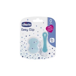 Porta Chupete Chicco Clip con Cadena Celeste