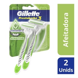 Máquina de Afeitar Desechables Gillette Prestobarba3 Sense Care 2 un.