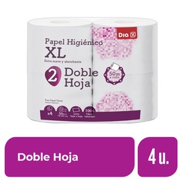 Papel Higiénico Doble Hoja 50 mts 4 Ud.