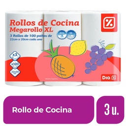 Rollo de Cocina 100 Paños 3 Ud.