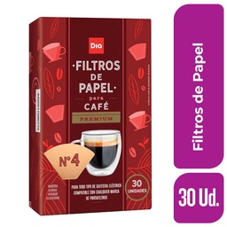 Filtro de Cafe N° 4 Dia 30 Ud.