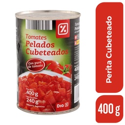 Tomate Perita Cubeteado Dia con Agregado de Puré de Tomate 400 gr.